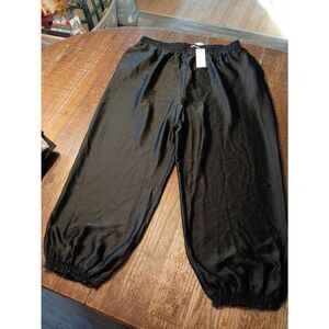 New Large Refinity Black Relaxed Class Elastic Waist Loose Ankle Pants Pockets